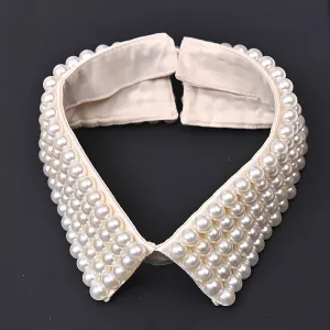 Elegant Detachable Faux Pearl Shirt Collar