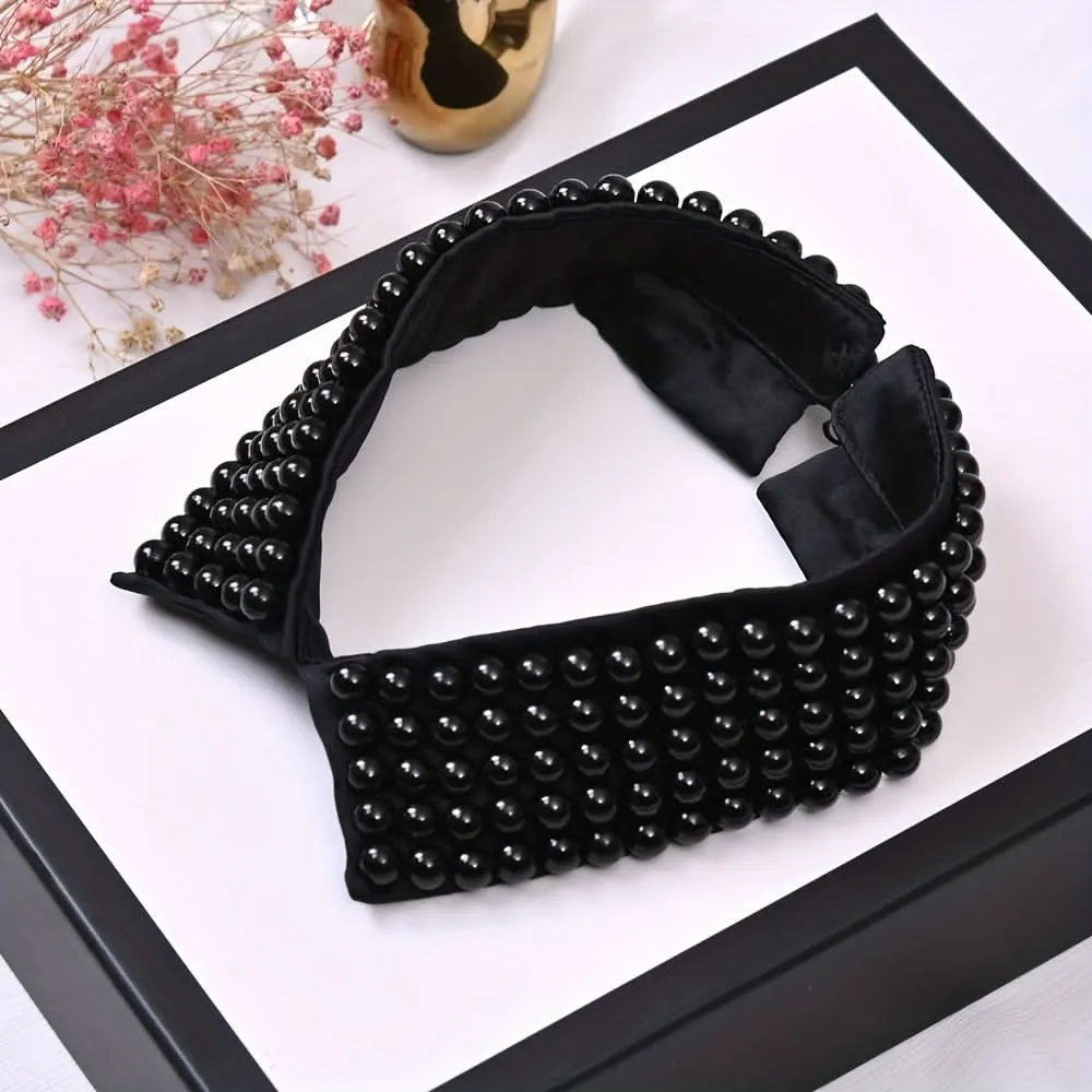 Elegant Detachable Faux Pearl Shirt Collar