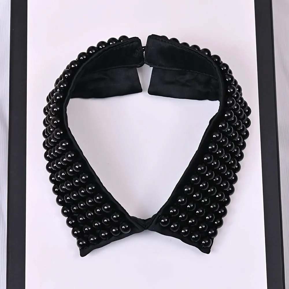 Elegant Detachable Faux Pearl Shirt Collar