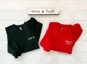 Embroidered Santa's Babe Couple Christmas Matching Sweatshirts