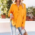 FashionSierra - Casual Elegant Lapel Button Down Shirt