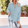 FashionSierra - Casual Elegant Lapel Button Down Shirt