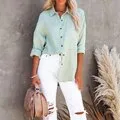 FashionSierra - Casual Elegant Lapel Button Down Shirt