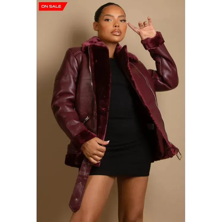 Faux Fur Collar Aviator Jacket