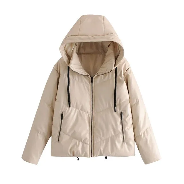 FAUX LEATHER PUFFER JACKET