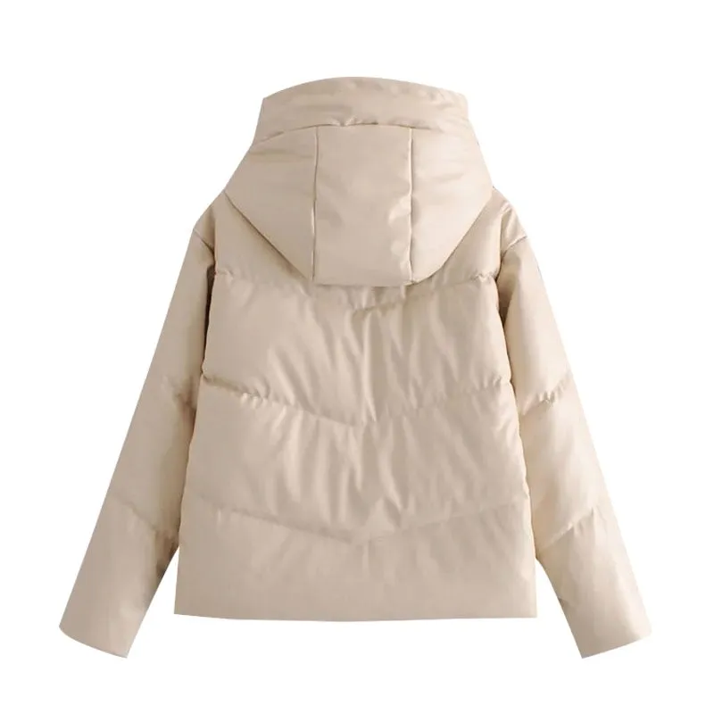 FAUX LEATHER PUFFER JACKET
