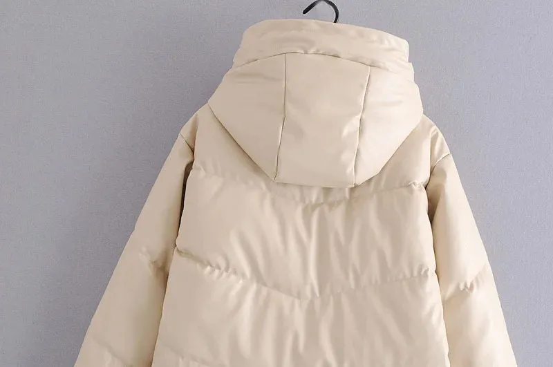 FAUX LEATHER PUFFER JACKET