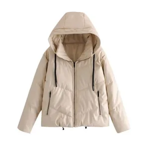 FAUX LEATHER PUFFER JACKET