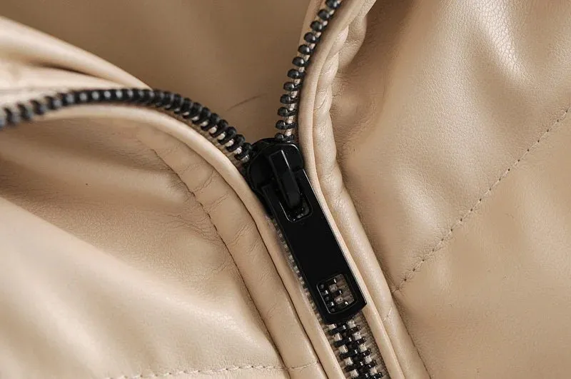 FAUX LEATHER PUFFER JACKET