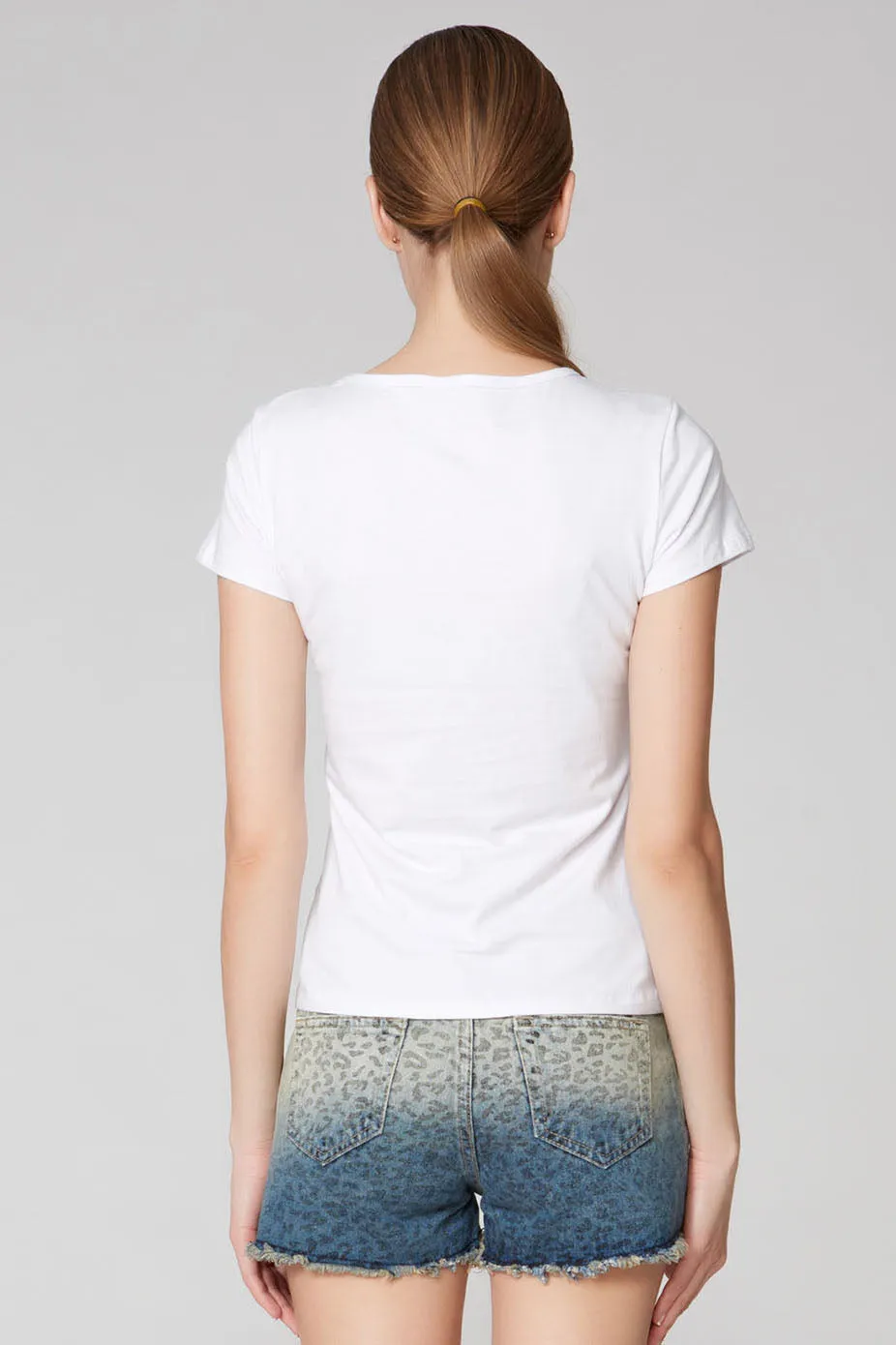 Flower Anchor Print Short Sleeves Scoop T-shirt