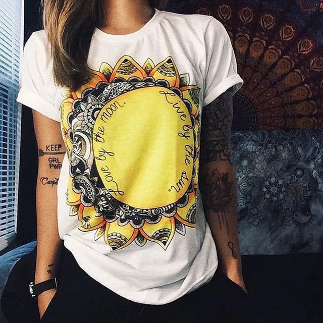 (Free Shipping) Owl Print O-Neck Short Sleeve T Shirt Women Tops (Free Shipping)