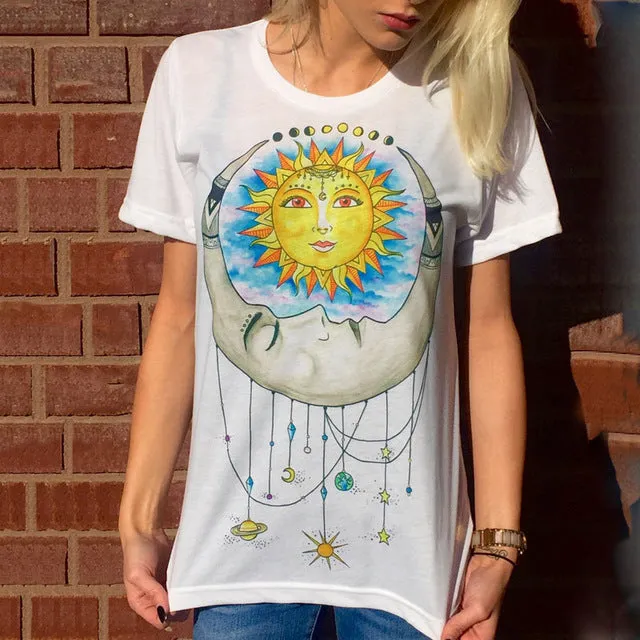 (Free Shipping) Owl Print O-Neck Short Sleeve T Shirt Women Tops (Free Shipping)