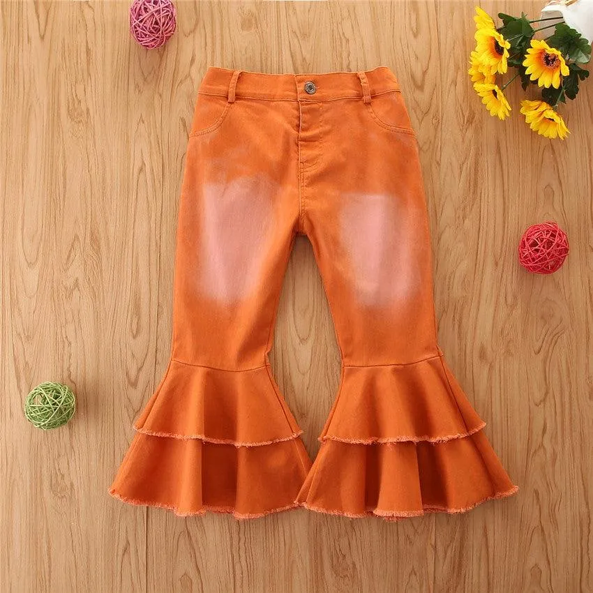 Girls' Stretch Jeans Horn Broken Holes Pants