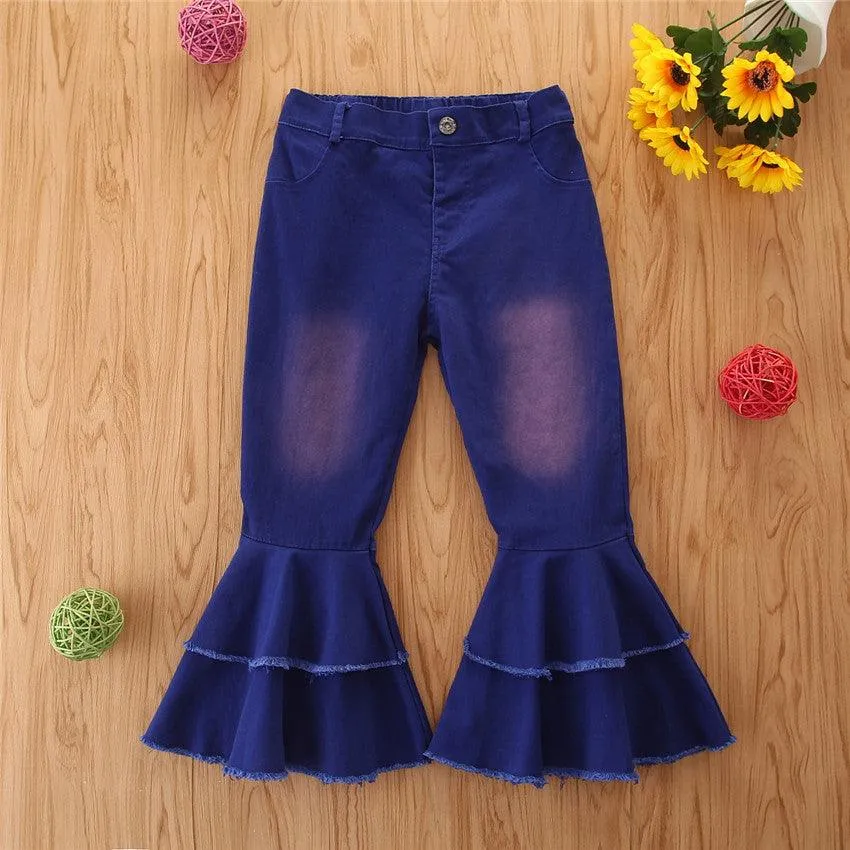 Girls' Stretch Jeans Horn Broken Holes Pants