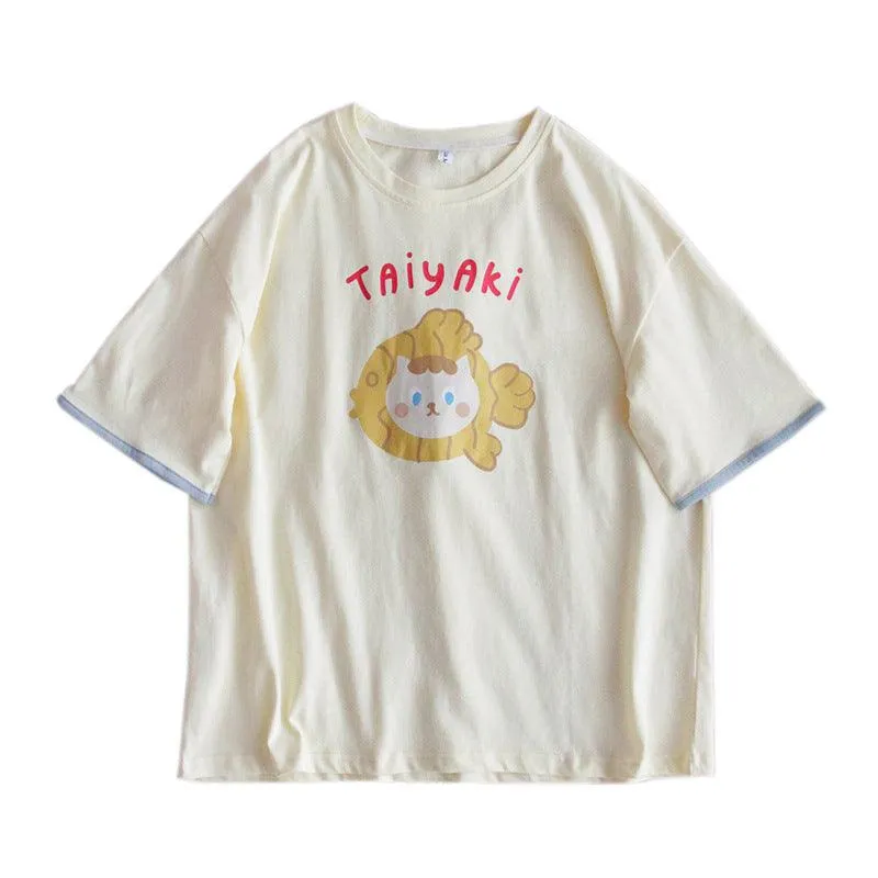 Girls' Summer Loose And Lovely Print Casual Top