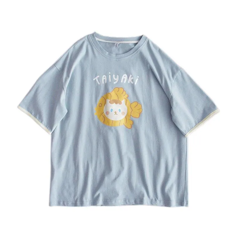 Girls' Summer Loose And Lovely Print Casual Top