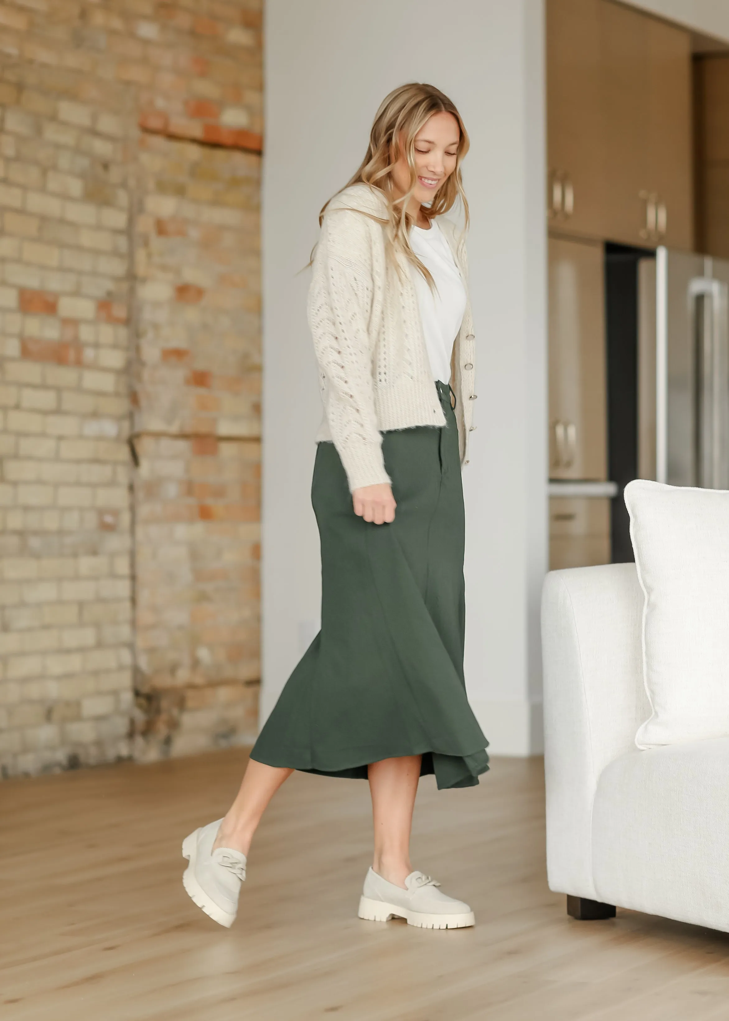Green Flair Denim Skirt