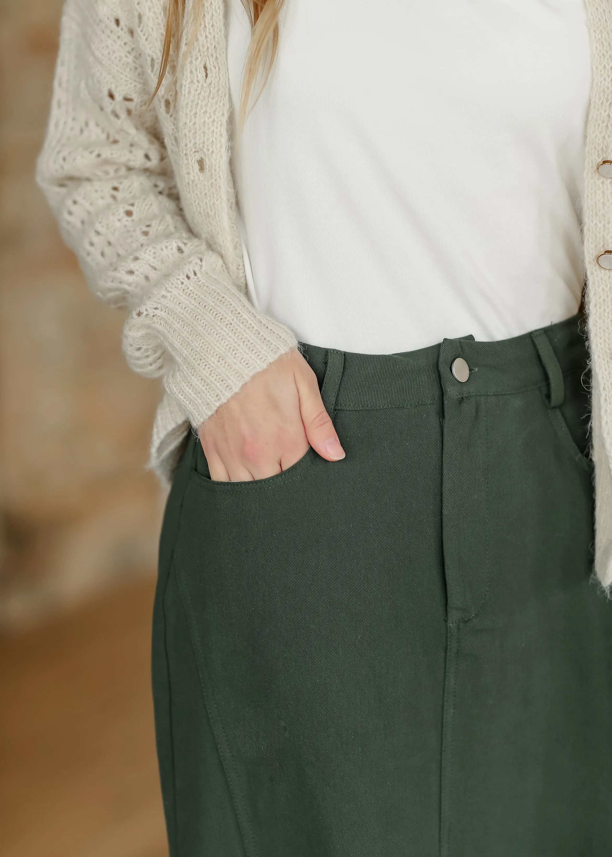 Green Flair Denim Skirt