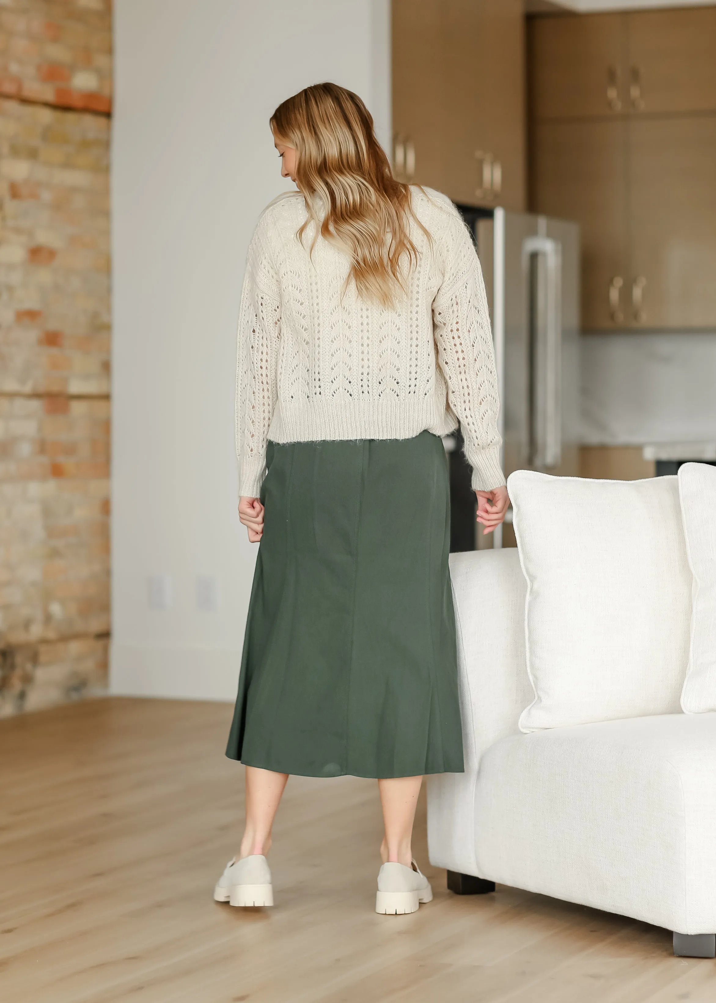 Green Flair Denim Skirt