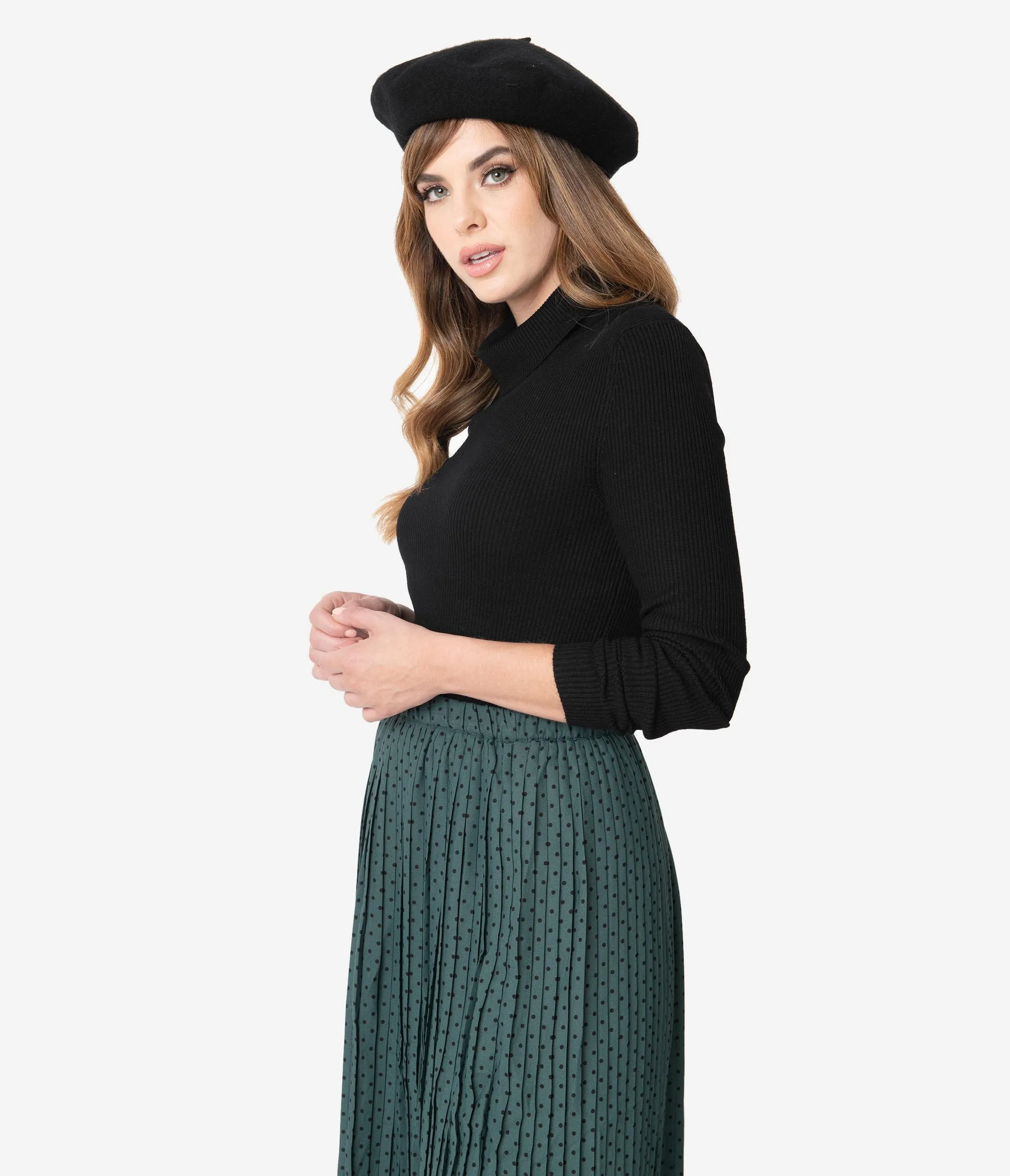 Hell Bunny Black Ribbed Turtleneck Spiros Top