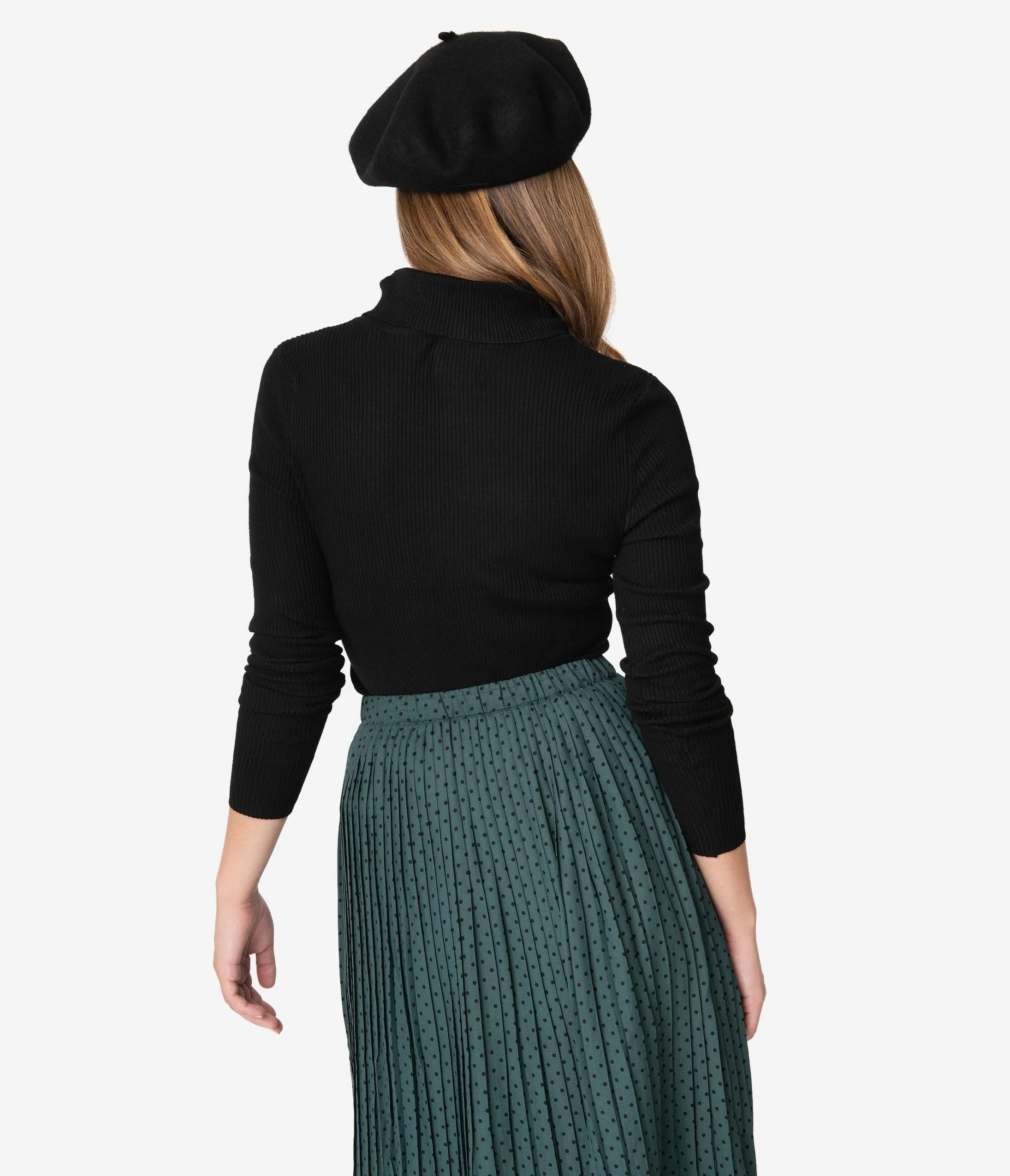 Hell Bunny Black Ribbed Turtleneck Spiros Top