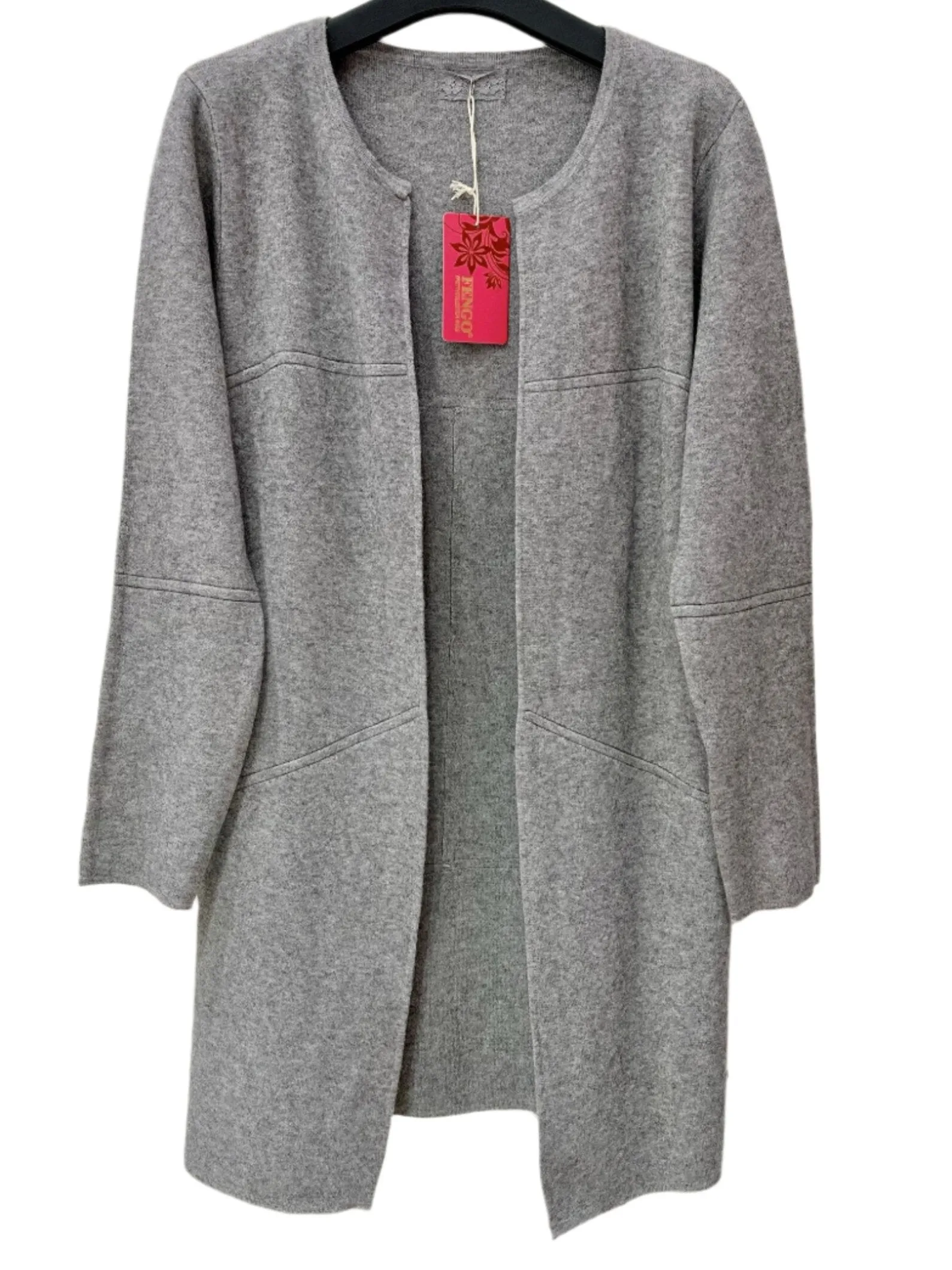Italian Mid Length Classic Style Knit Jacket One Size