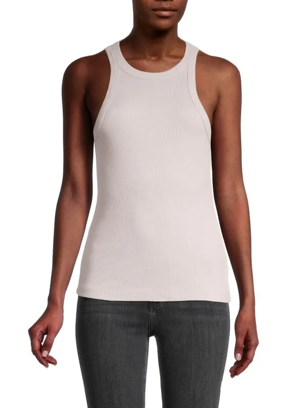 James Perse White Ribbed Tank Top