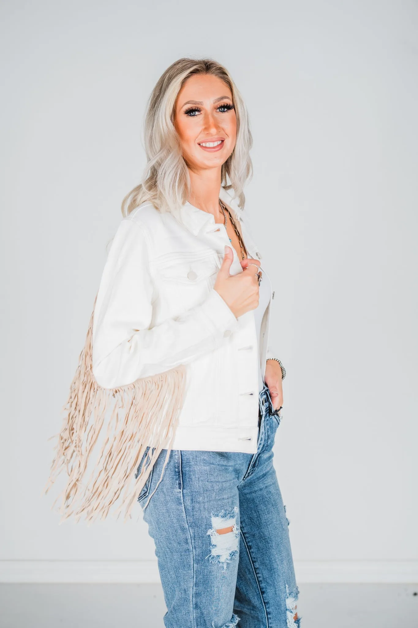 Judy Blue Off White Fringe Jacket FINAL SALE