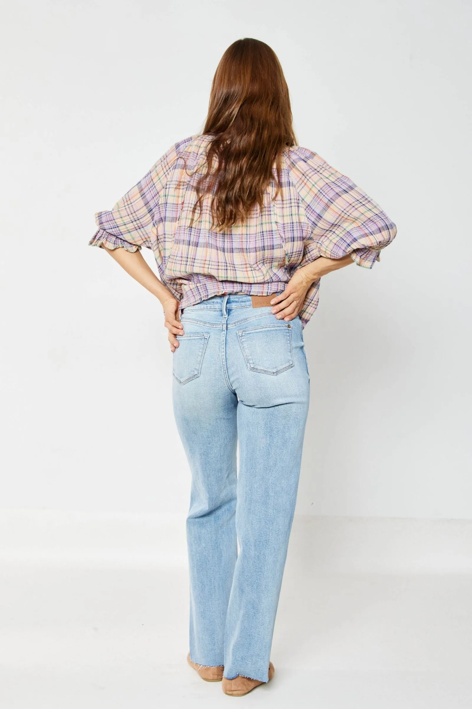 Judy Blue Rigid High Waist 90's Destroyed Straight Jean -Available in Misses and Plus Sizes