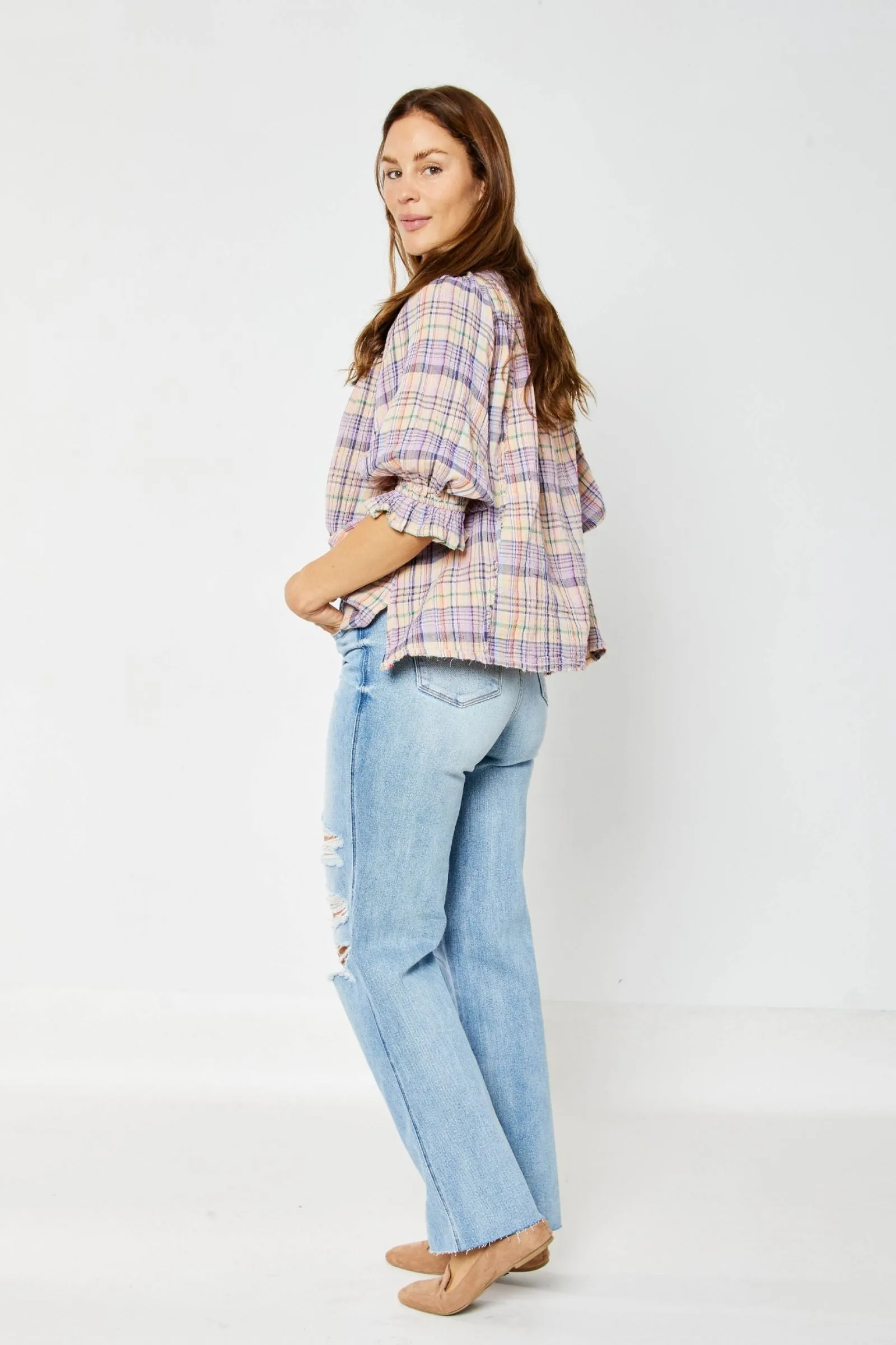Judy Blue Rigid High Waist 90's Destroyed Straight Jean -Available in Misses and Plus Sizes