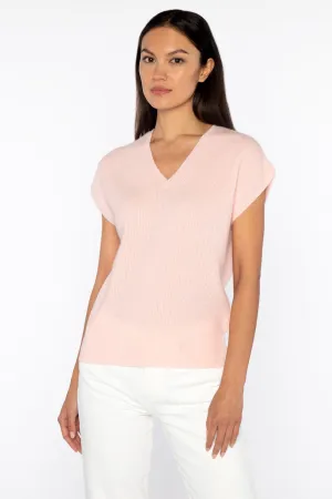 KINROSS CASHMERE - RIB CAP SLEEVE EASY VEE IN CASHMERE