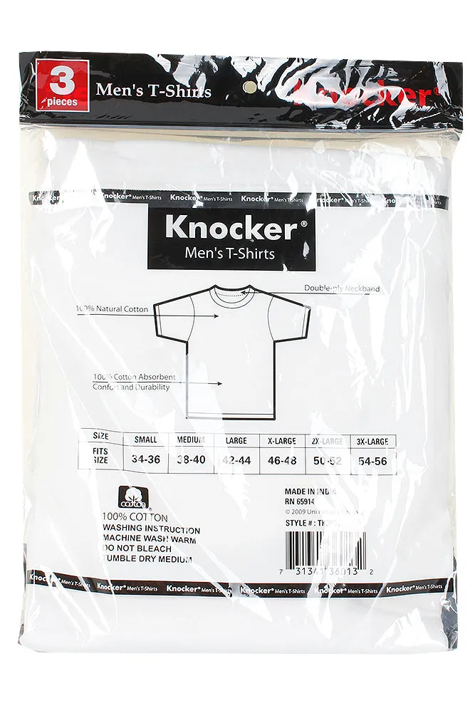 Knocker Men's 3 Pack Cotton Short Sleeve Casual T-Shirts