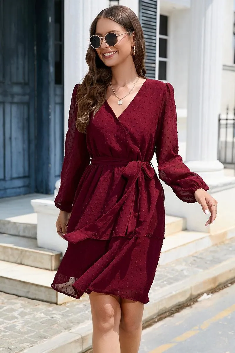 LACED DOT DETAILED LAYERED SKIRT CASUAL DRESS