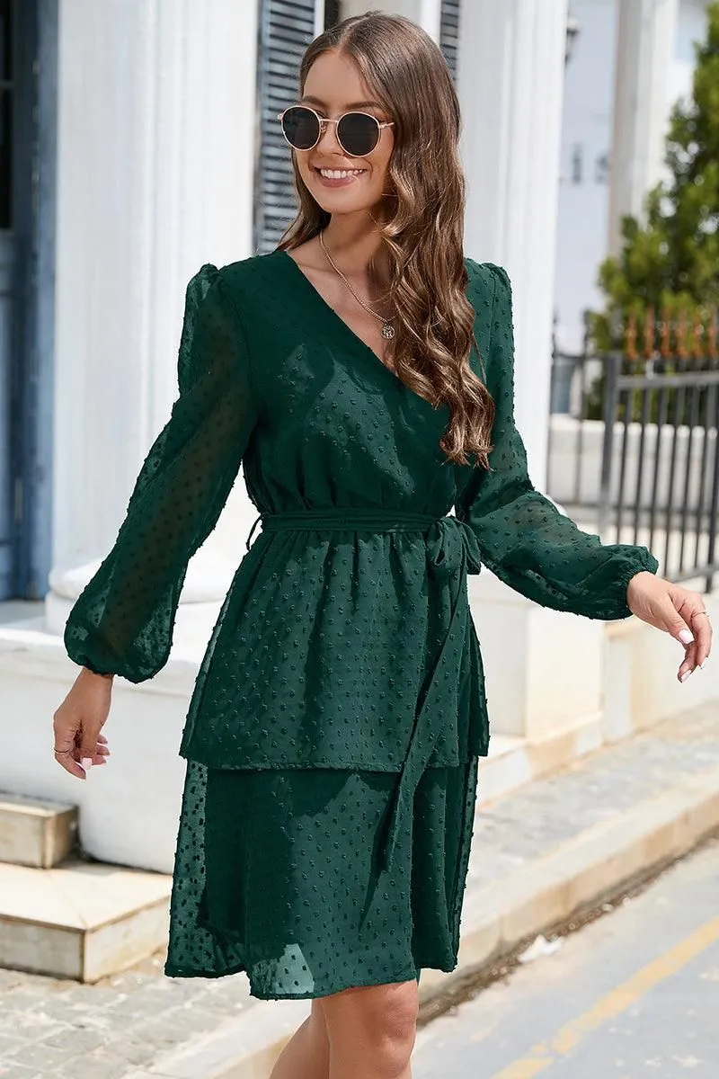 LACED DOT DETAILED LAYERED SKIRT CASUAL DRESS