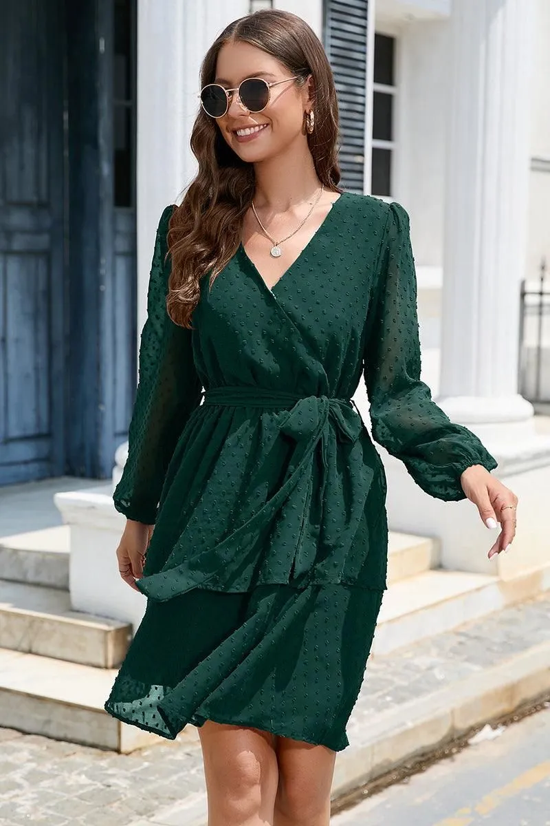 LACED DOT DETAILED LAYERED SKIRT CASUAL DRESS