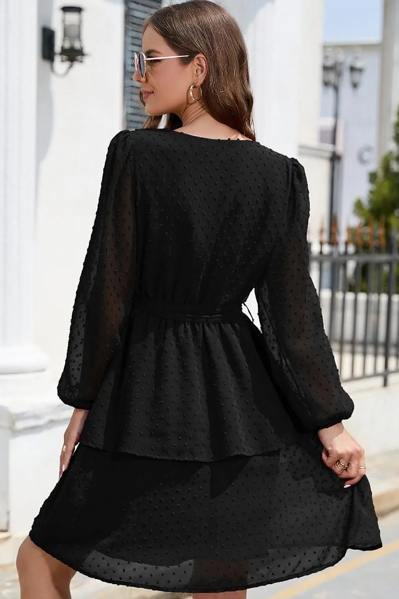 LACED DOT DETAILED LAYERED SKIRT CASUAL DRESS