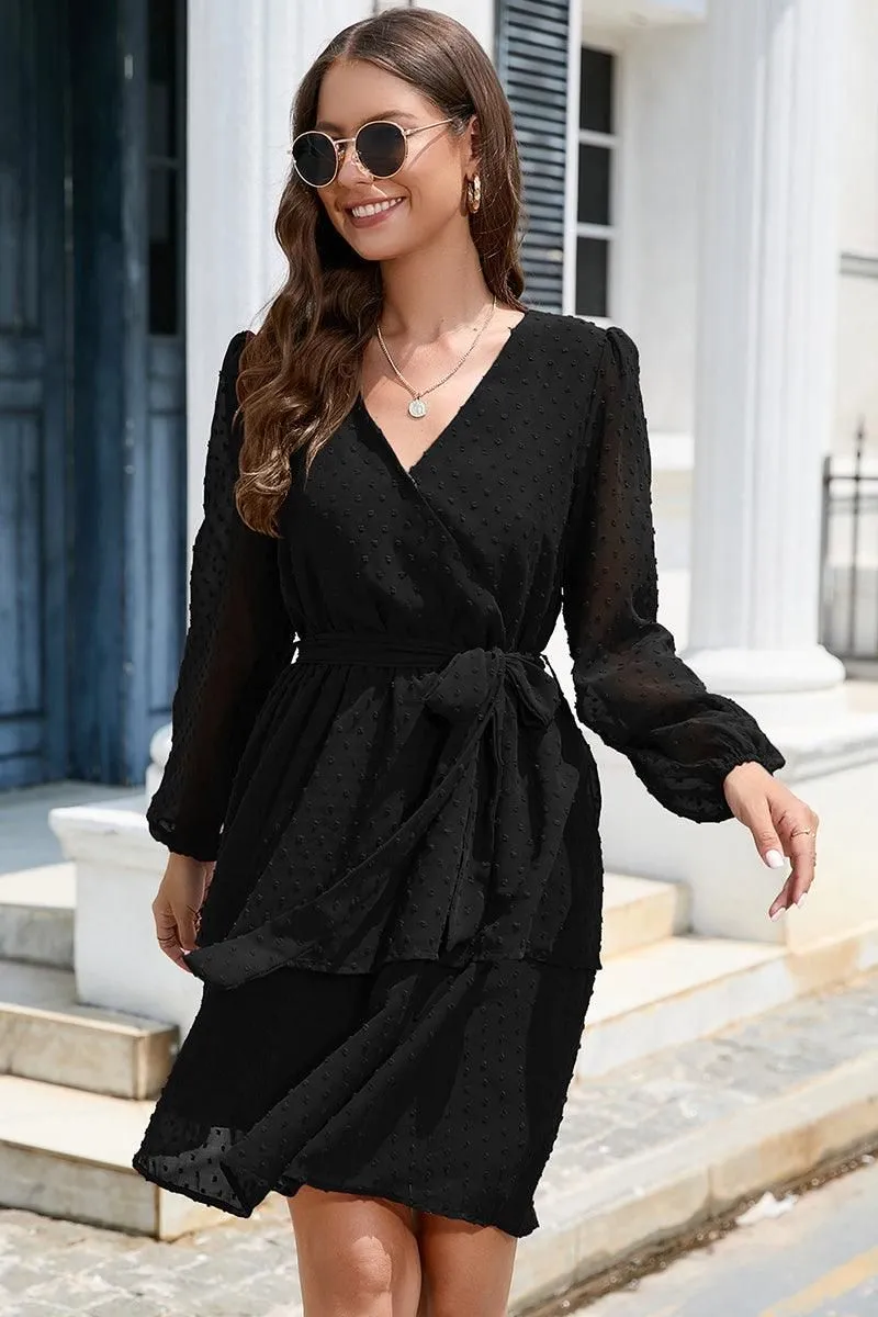 LACED DOT DETAILED LAYERED SKIRT CASUAL DRESS