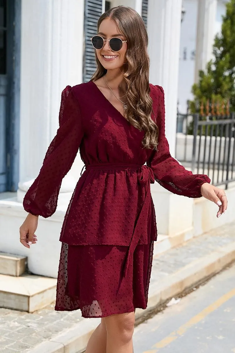 LACED DOT DETAILED LAYERED SKIRT CASUAL DRESS