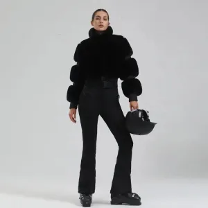 Ladies Tight One-piece Ski Jumpsuits Black/L