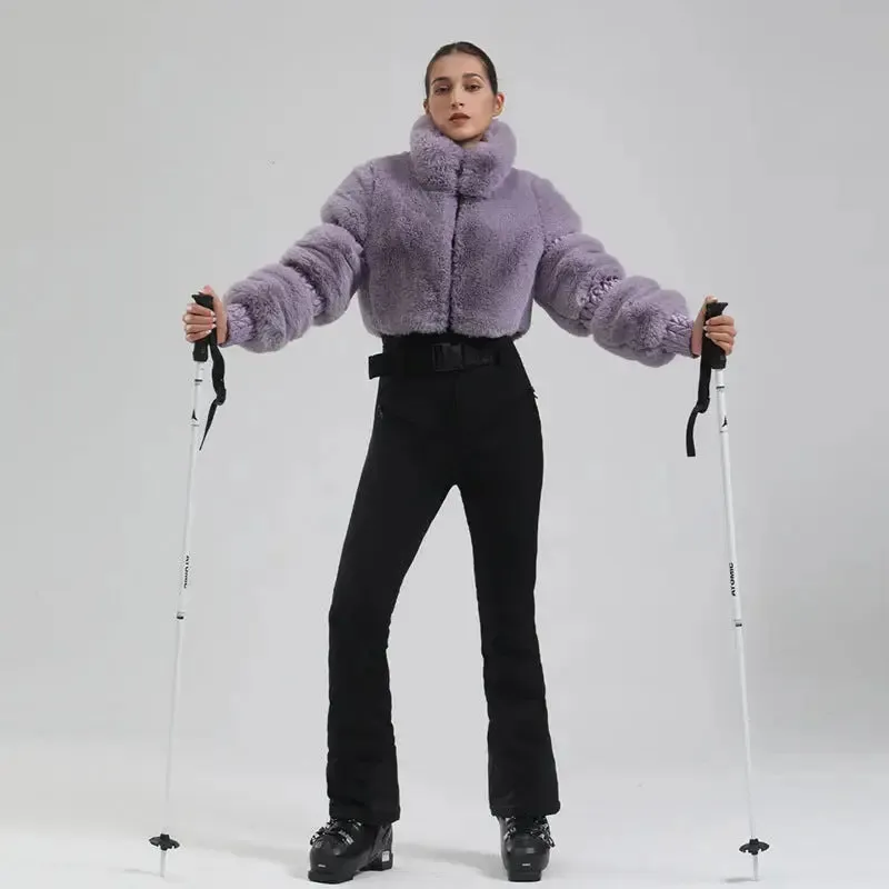 Ladies Tight One-piece Ski Jumpsuits Black/L