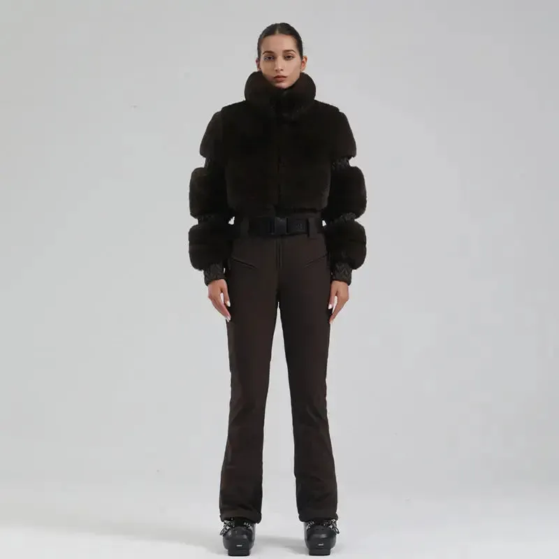 Ladies Tight One-piece Ski Jumpsuits Black/L