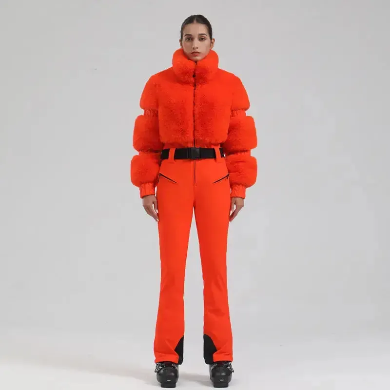 Ladies Tight One-piece Ski Jumpsuits Black/L