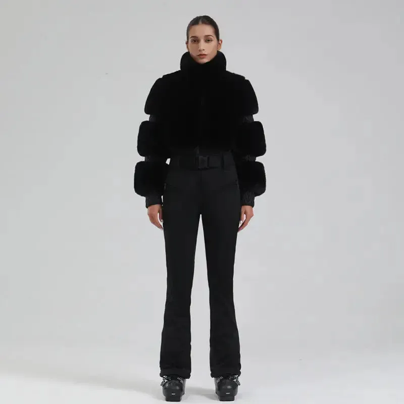 Ladies Tight One-piece Ski Jumpsuits Black/L