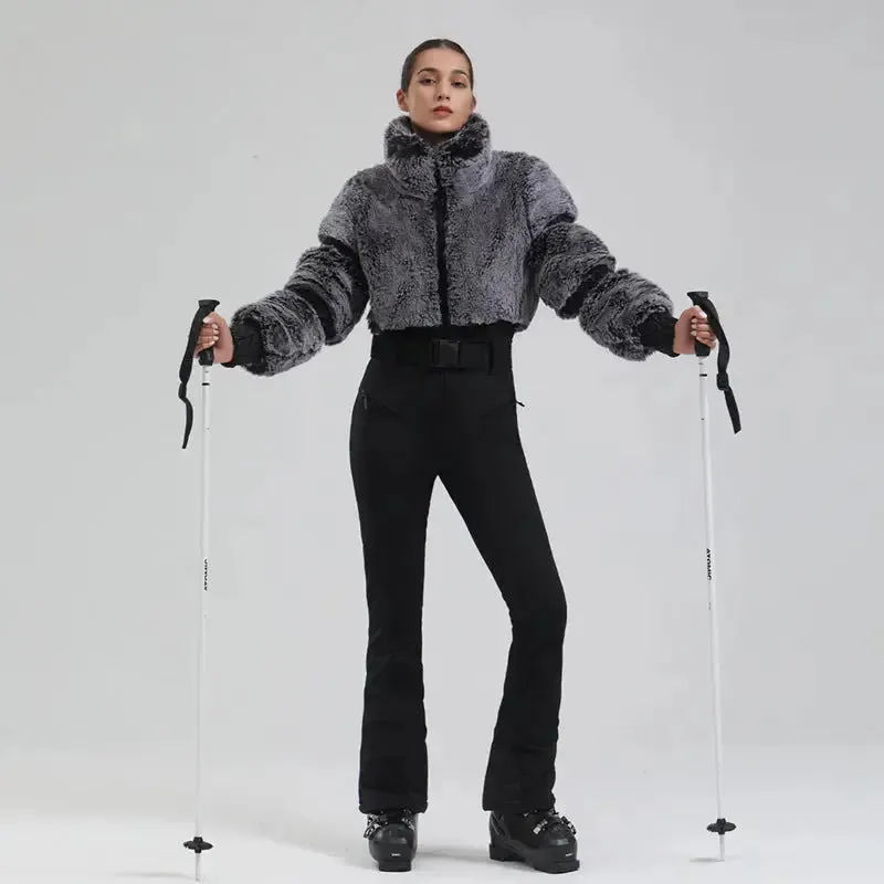 Ladies Tight One-piece Ski Jumpsuits Black/L