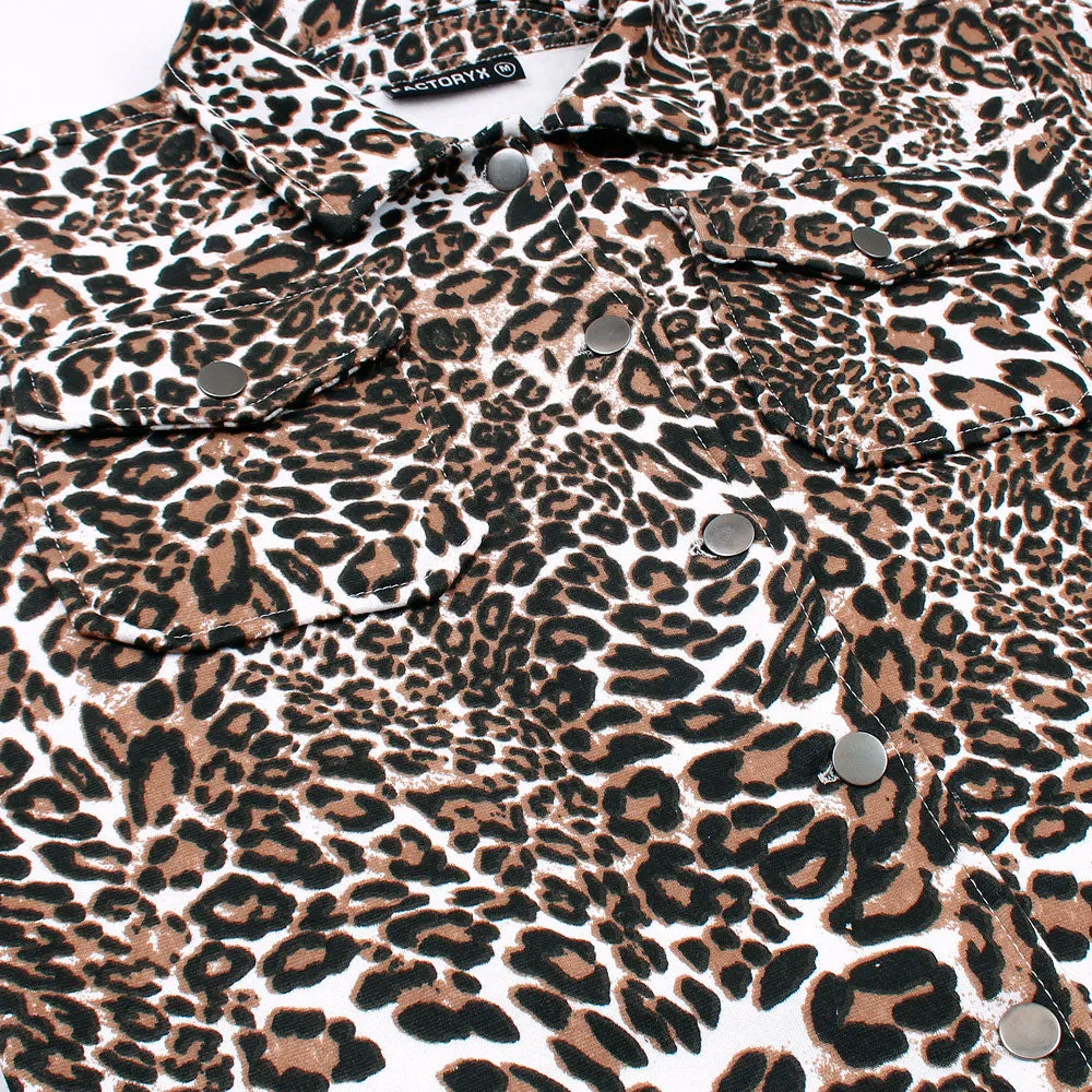 Leopard Print Croped shacket For Women-Ladies-2031-Brown
