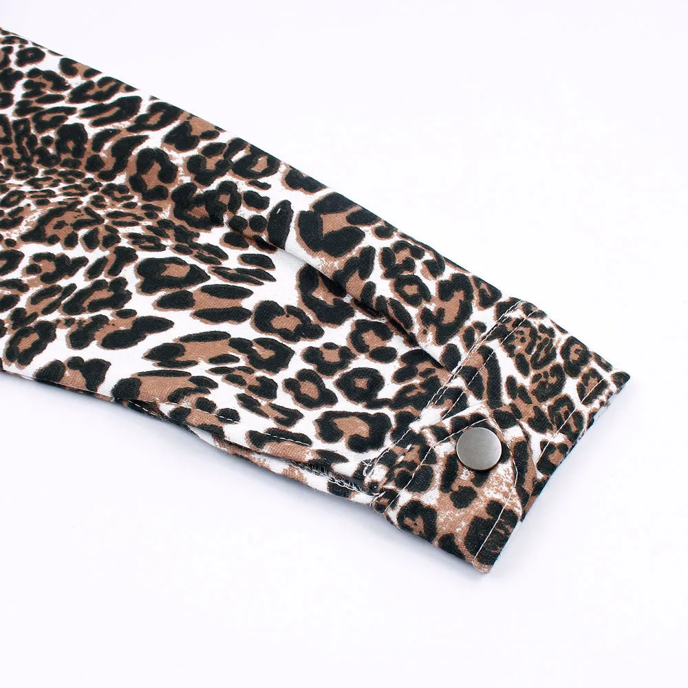 Leopard Print Croped shacket For Women-Ladies-2031-Brown