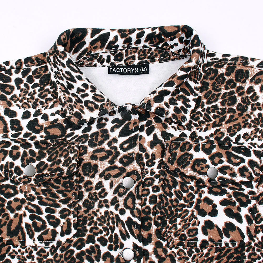 Leopard Print Croped shacket For Women-Ladies-2031-Brown