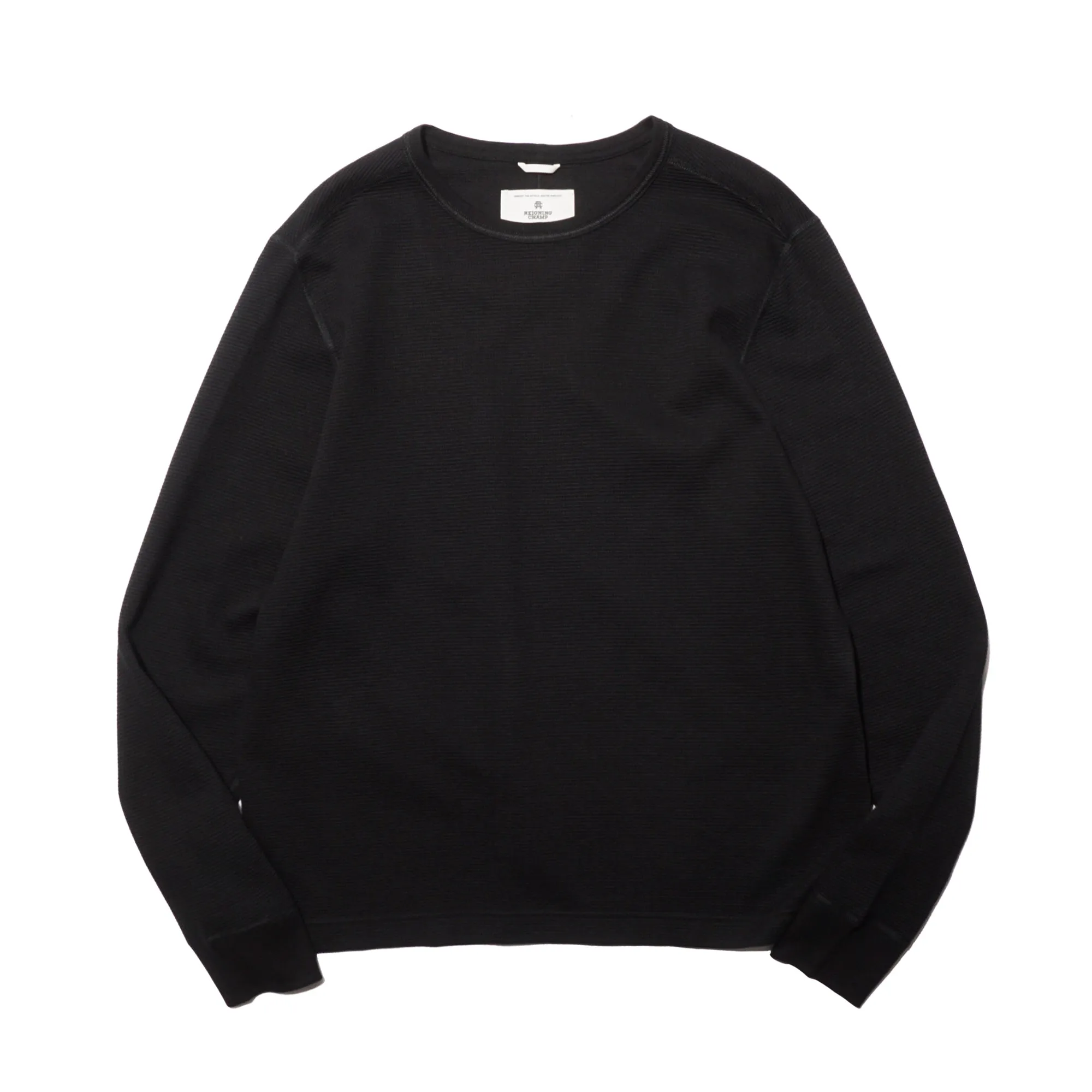LIGHTWEIGHT WAFFLE LONG SLEEVE "BLACK"
