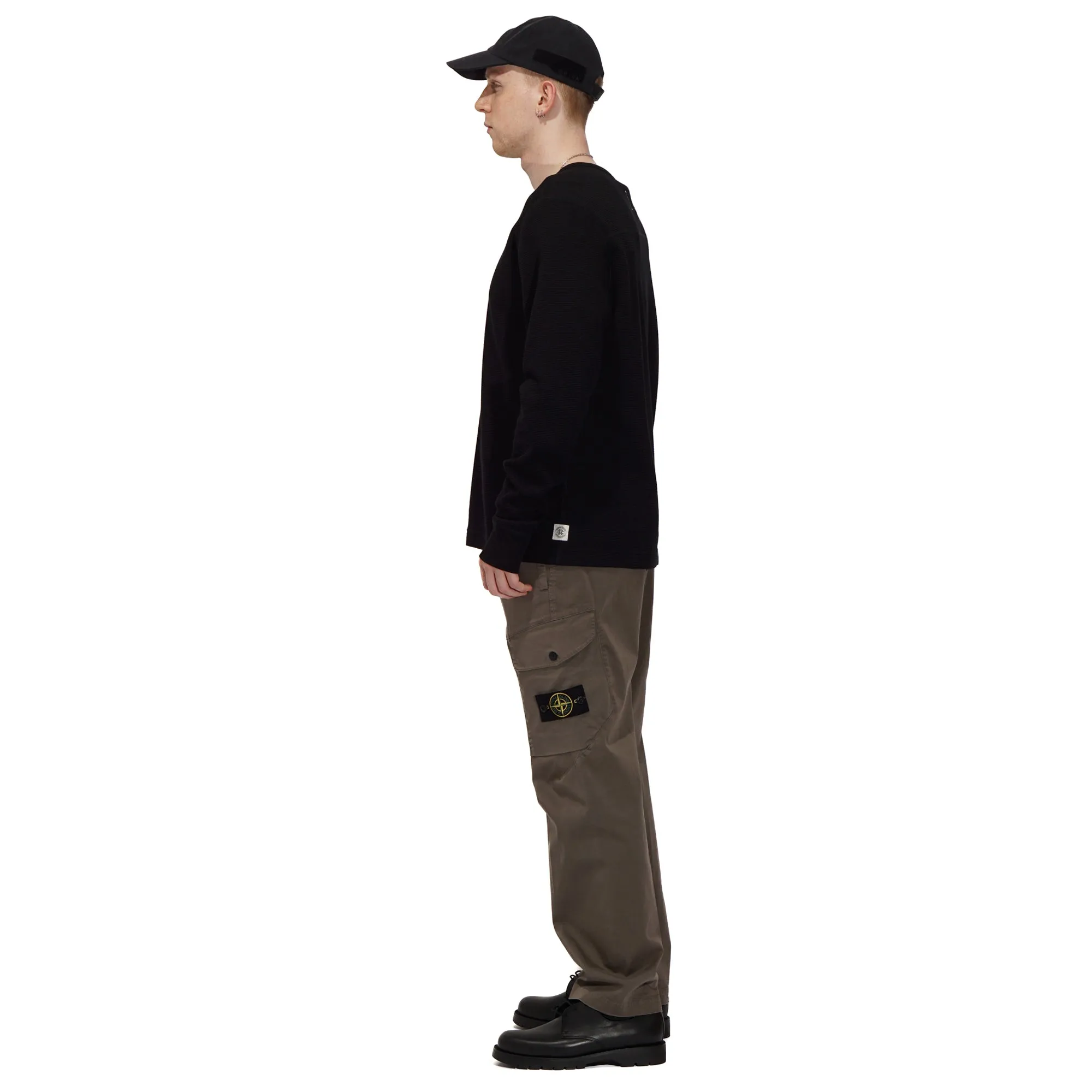 LIGHTWEIGHT WAFFLE LONG SLEEVE "BLACK"