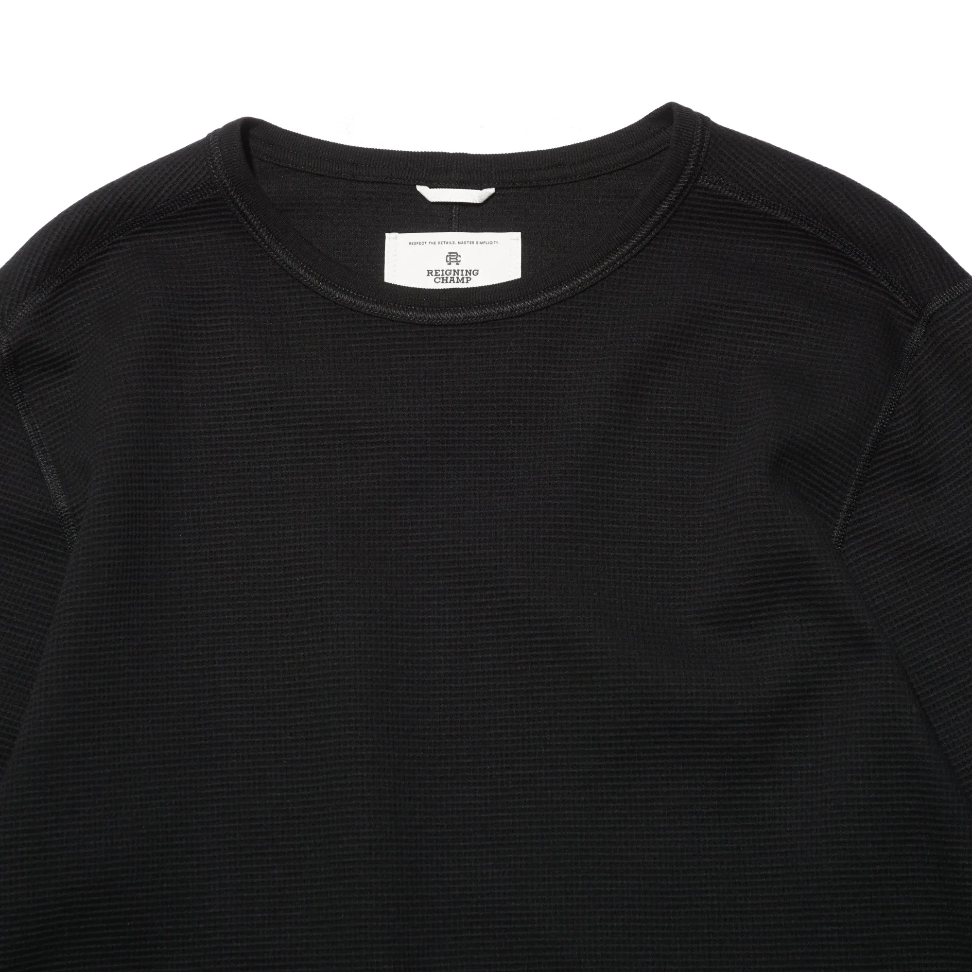 LIGHTWEIGHT WAFFLE LONG SLEEVE "BLACK"